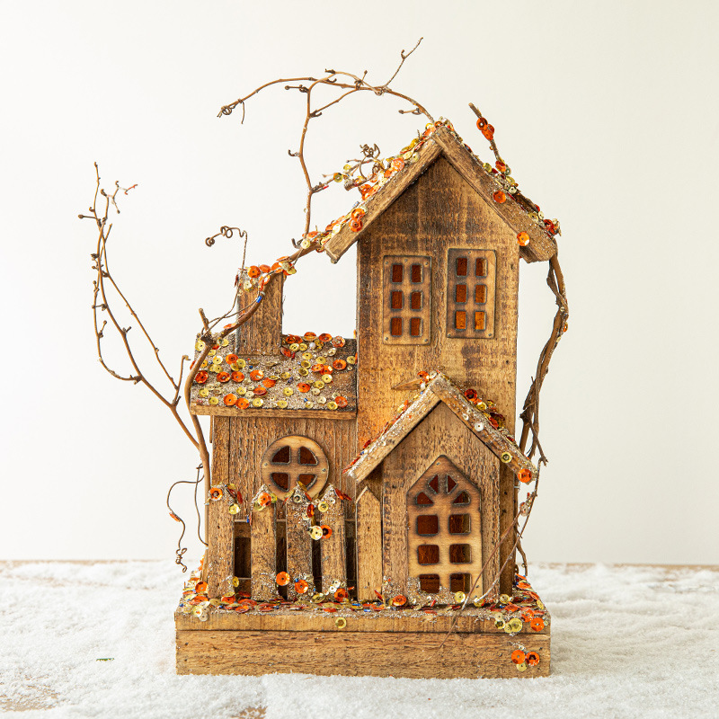 Nueva frontera Hong Kong Heng Navidad creativa madera nieve casa decoración escritorio decoración centro comercial ventana escena diseño