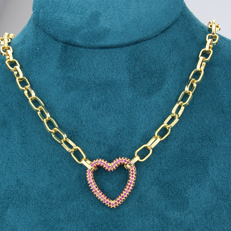 new gold-plated full diamond heart-shaped necklace