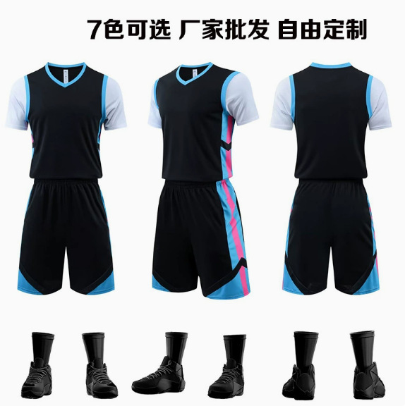 American basketball uniform set factory direct sale summer men's training uniform bulk purchase competition team basketball team uniform wholesale