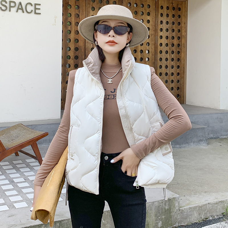 2026 otoño y invierno nuevo chaleco de moda de cuello vertical de algodón abrazadera de caballo estilo coreano de color de hombro abrazadera de caballo estilo coreano chaqueta de mujer image 4