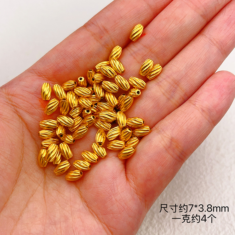 S925 Silver by the Gram Plated with 24K Gold Spacer Beads Olive Beads Handmade DIY Bracelet Necklace Accessories Gold Beads Loose Beads Jewelry