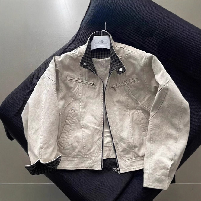 High-Quality Harrington Jacket Second Generation Cleanfit Heavy Washed Canvas Casual Stand Collar Boxy Short Wide Jacket