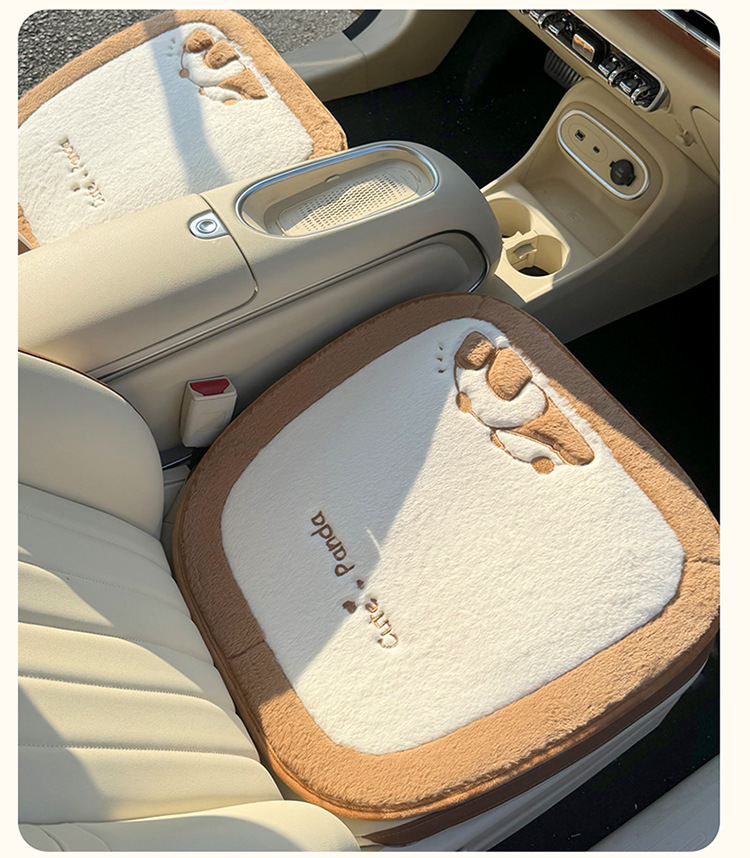New Winter Car Seat Cushion Cartoon Panda Plush Warm Car Seat Cover Car Accessories Car Interior Decorations