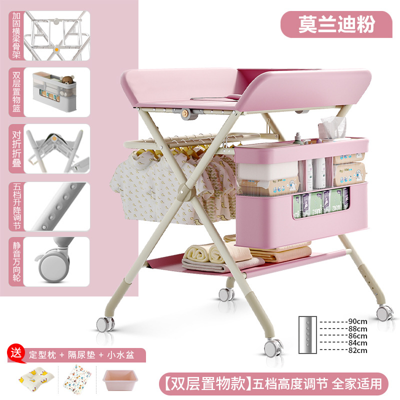 Mesa de cambio de pañales para bebés recién nacidos, mesa de cama de baño de masaje plegable multifuncional image 21
