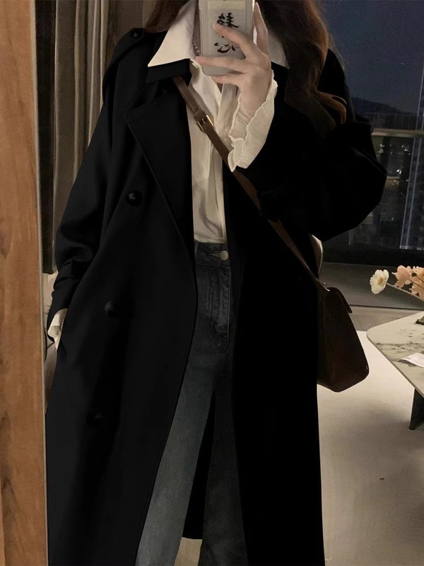今年流行风衣外套女2025春秋季新款卡其色英伦风小个子中长款大衣|undefined