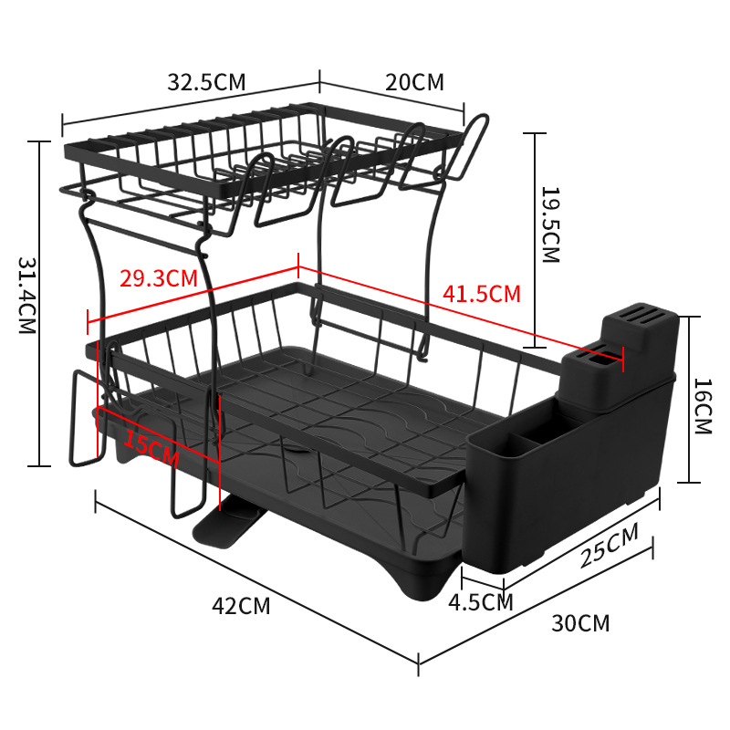 Fregadero de cocina Mesa tazón de drenaje estante cesta de drenaje estante de almacenamiento de plato tazón de drenaje y palillos Almacenamiento de almacenamiento en rack