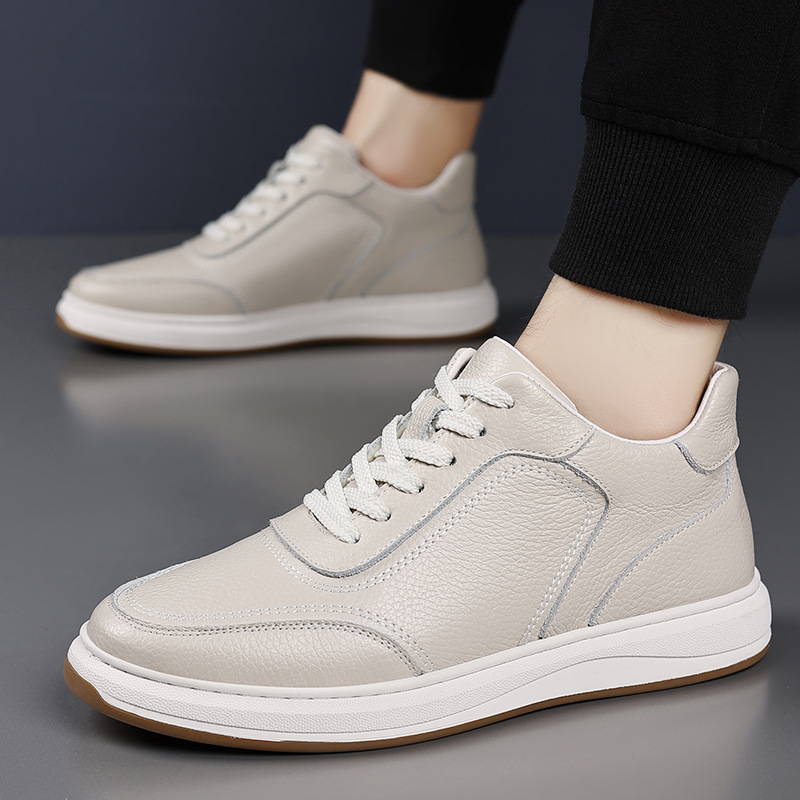 66775 zapatos casuales de cuero de vaca para hombres, zapatos blancos transpirables para hombres, zapatos de hombre, zapatos de un solo hombre