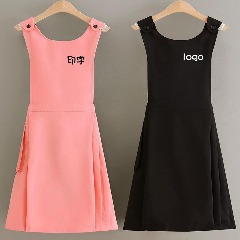 Новый стиль плиссированный фартук тонкая кофейня молочный чай магазин сплошной цвет модный жилет рабочая одежда талия с логотипом