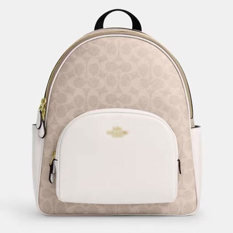 Koujia 2025 New Model Genuine Leather Women's Casual Zipper Backpack, Classic Monogram Large Capacity Travel and Commuting Bag Koujia 2025 New Model Genuine Leather Women's Casual Zipper Backpack, Classic Monogram Large Capacity Travel and Commuting Bag