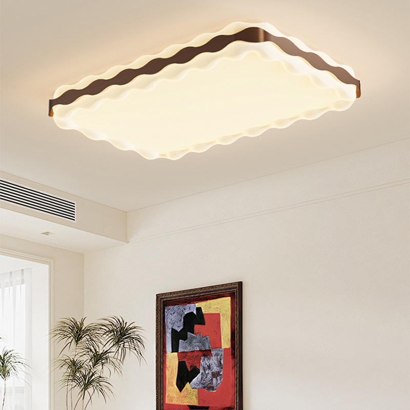 Luz de sala de estar moderna y simple nórdica crema viento ambiente cálido sensación de luz de dormitorio de espectro completo protección de ojos pasillo luz de techo