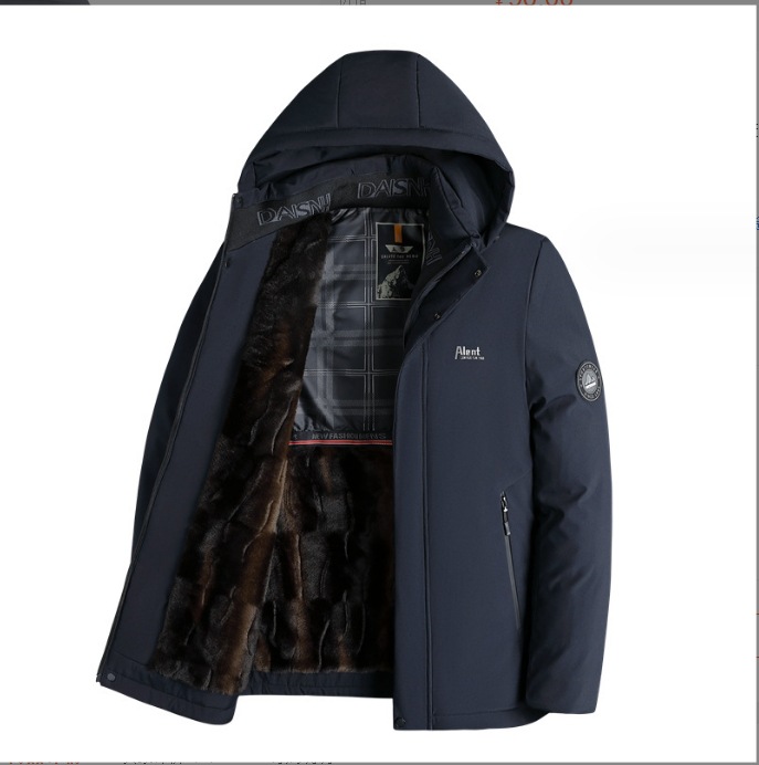 Abrigo acolchado de algodón para hombres de mediana edad 2023 Invierno nuevo sombrero desmontable cálido Abrigo acolchado de algodón para hombres