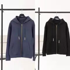 High-Quality LV Style FW Embroidered Logo Pearl Zipper Hoodie Unisex Oversized Streetwear