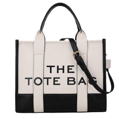 Cross-border new arrival: Trendy & Stylish European-American Style Dual-Color PU Letter-Print Shoulder Bag – Chic Tote Handbag