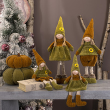 跨境新款可爱黄帽可伸缩天使女孩摆件儿童毛绒玩偶礼物圣诞装饰品