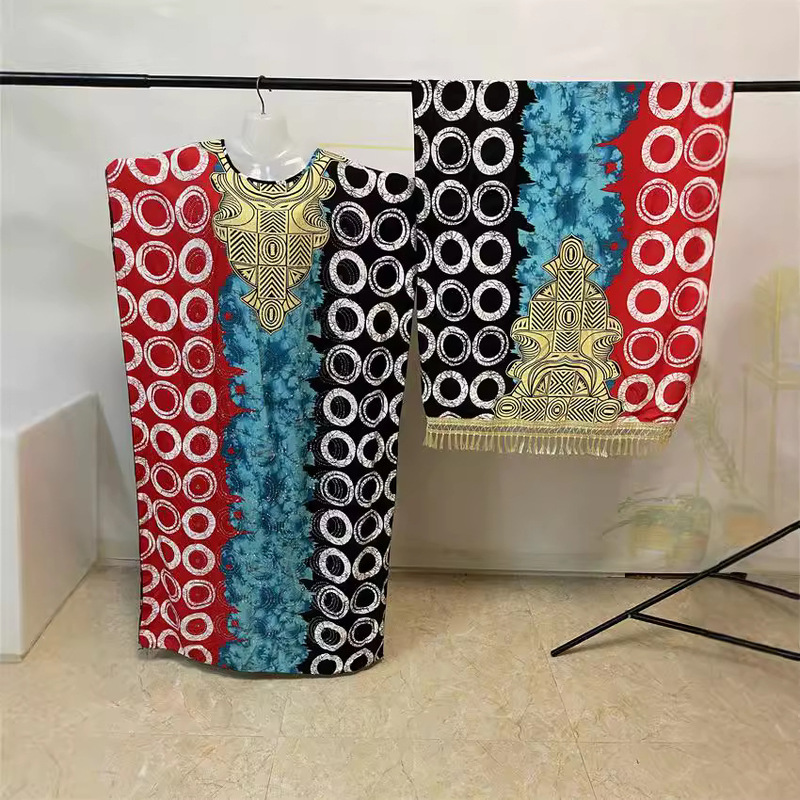 Ah8807 # New Double-Sided Printing Hot Drill Tassel Headscarf Word Collar Loose Robe Wholesale Factory