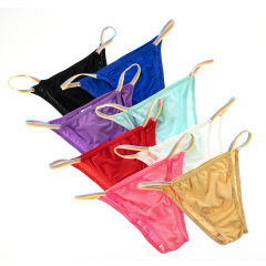 8色外貿女裝比基尼性感冰絲軟滑高彈低腰三角褲可配情侶內褲V003