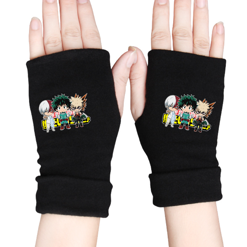 My Hero College Gloves Frozen Two-dimensional Animation Surrounding Men's and Women's Typing Games Warm Half-finger Gloves