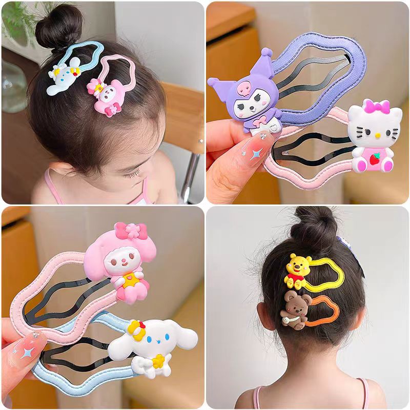 Niños Kuromi nubes clip de cabello niñas frises laterales tarjetas de cabello rotas niñas tocado de cabeza pequeña cabeza detrás del clip de acabado