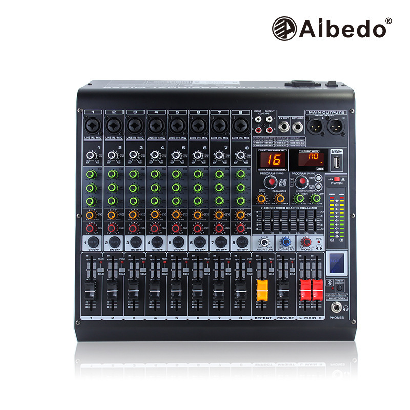 MC6专业六路调音台声卡内置16DSP效果蓝牙MP32进2出24BIT舞台设备