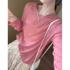 フェイシャルマスク Tシャツ レディース 夏 ラウンドネック 万能 ゆったり 長袖 カバーアップ 薄手 空調シャツ 日焼け止め トップス