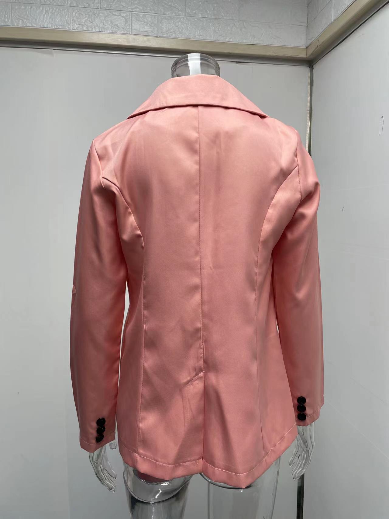 Women's Clothing Long sleeved Solid Color Button Suit Women's Jacket Cardigan_senzul.com