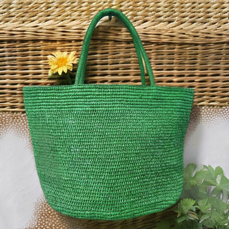 Japanese-Style Hand-Crocheted Raffia Woven Bag for Women, Summer Large-Capacity Tote Bag, French-Style Lazy Style Shoulder Bag, Handbag Japanese-Style Hand-Crocheted Raffia Woven Bag for Women, Summer Large-Capacity Tote Bag, French-Style Lazy Style Shoulder Bag, Handbag