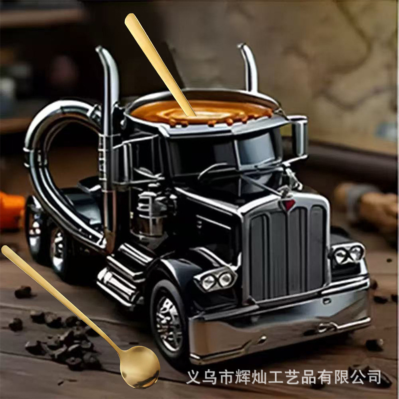 Cross-border handmade truck coffee cup resin crafts creative car small ornaments living room high-level home decoration