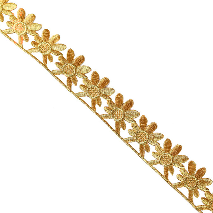 Oro y plata antiguo traje patrón bordado de encaje rendimiento ropa de baile nacional de cine y televisión drama ropa tira decorativa pegatinas de tela