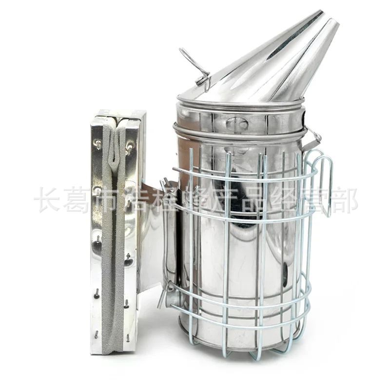 Apicultor herramientas de acero inoxidable manual señaló humo pulverizador humo abeja herramienta fabricante de humo abeja fumadores en stock