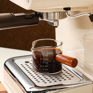✅ Creative Wooden Handle Small Milk Cup Glass Small Milk Cup Wooden Handle Milk Jug Mini Coffee Utensils Ins Style