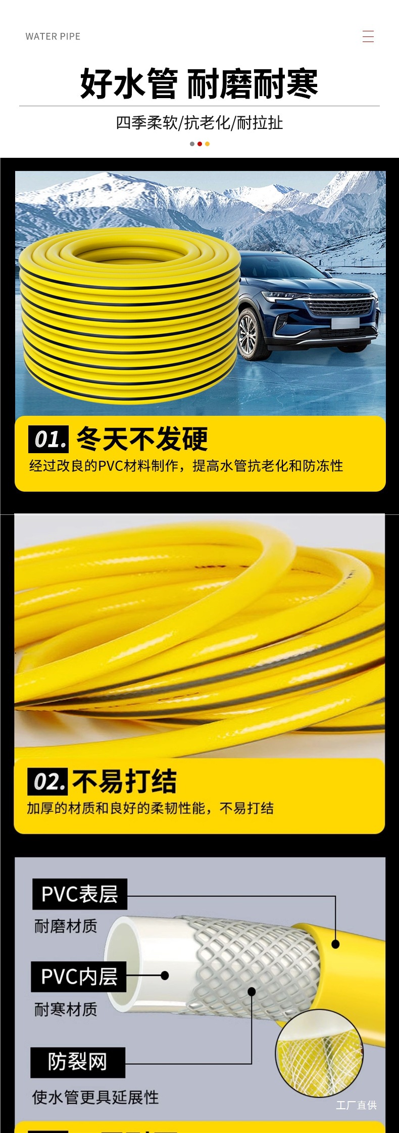 Car Wash Water Gun High-Pressure Nozzle Household Soft Pvc Water Pipe Booster Tool Artifact Spray Gun Tap Water to Flush the Car and Water the Flowers