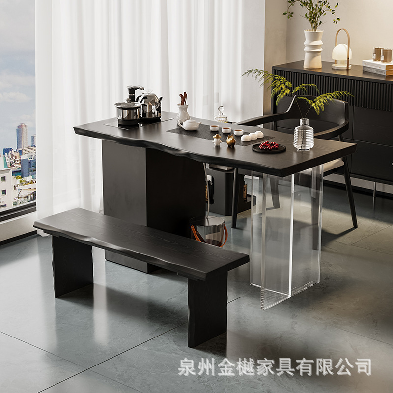 アクリル侘び寂び風無垢材茶テーブルと椅子の組み合わせ、家庭用バルコニー、小規模住宅用茶卓、カスタムメイドのレジャー家具|undefined
