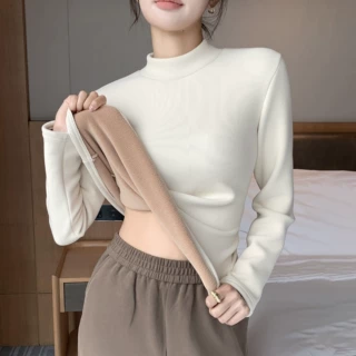 H331内搭半高领修身针织打底衫加绒保暖上衣女装秋冬小高领长袖