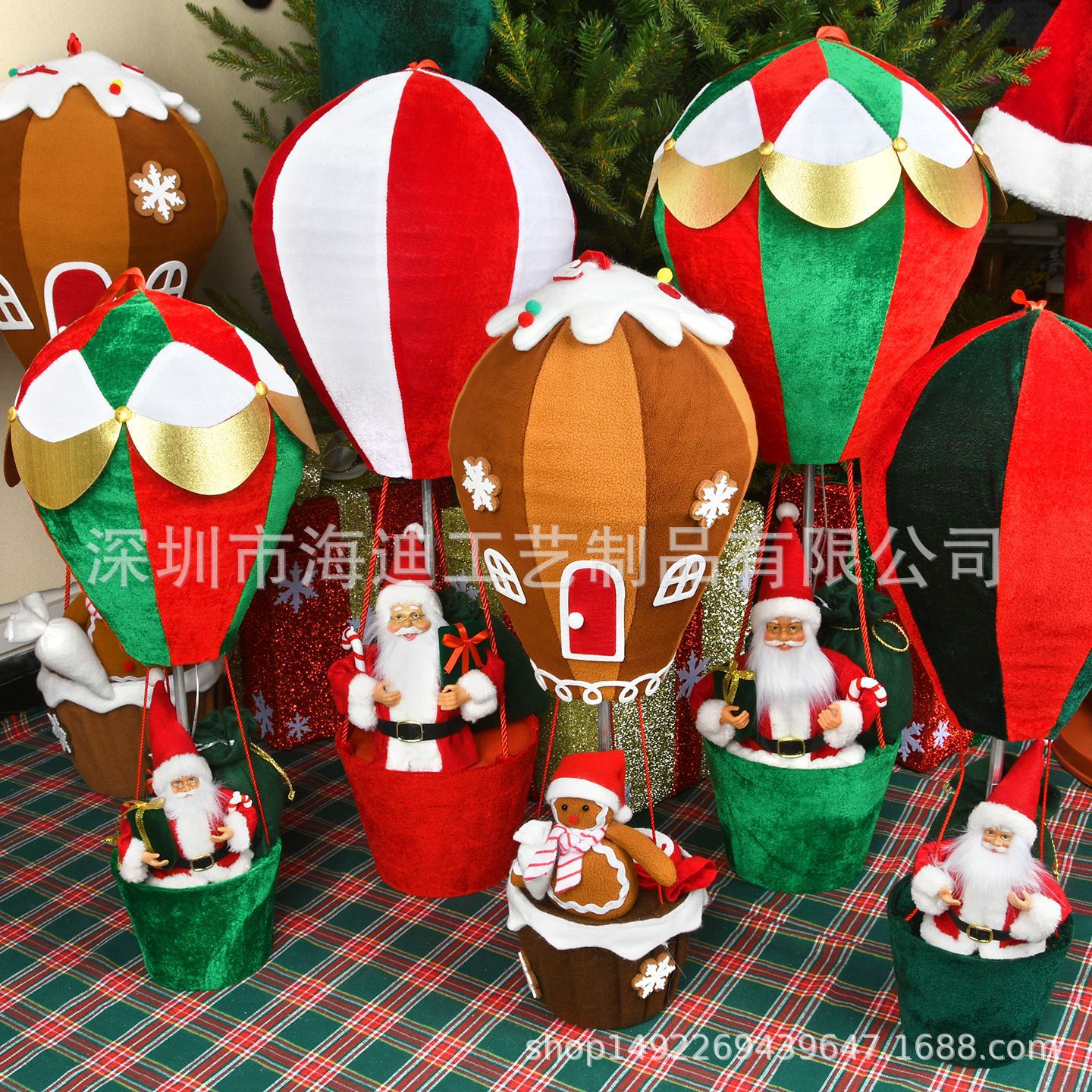 Decoraciones de Navidad paracaídas telescópicos pan de jengibre hombre globo caliente colgante regalo ventana decoración
