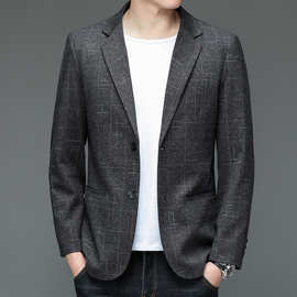 2025春秋冬新款男士西服纯色时尚修身休闲长袖中年西装领西装外套