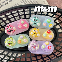 美瞳盒可爱M豆抽屉式隐形眼镜伴侣盒小巧便携卡通立体配件护理盒