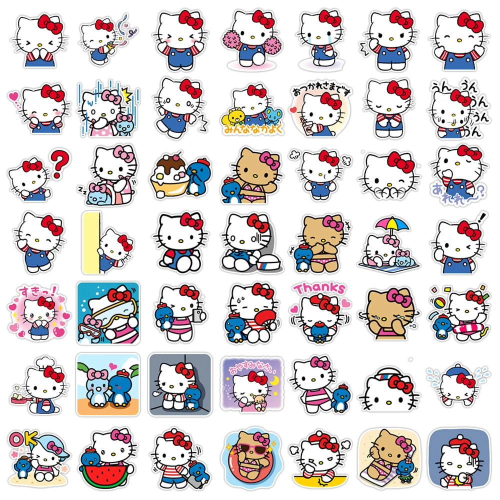 Hello Kitty, отражающая милые мультяшные детские водонепроницаемые наклейки, канцтовары, мобильный телефон, чемодан, скейтборд