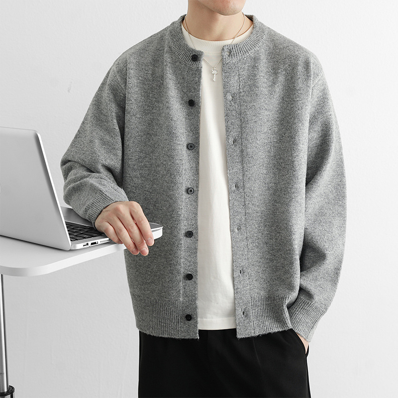 秋装棒球领休闲青年长袖外套开衫潮2025秋冬新款男士日系针织开衫