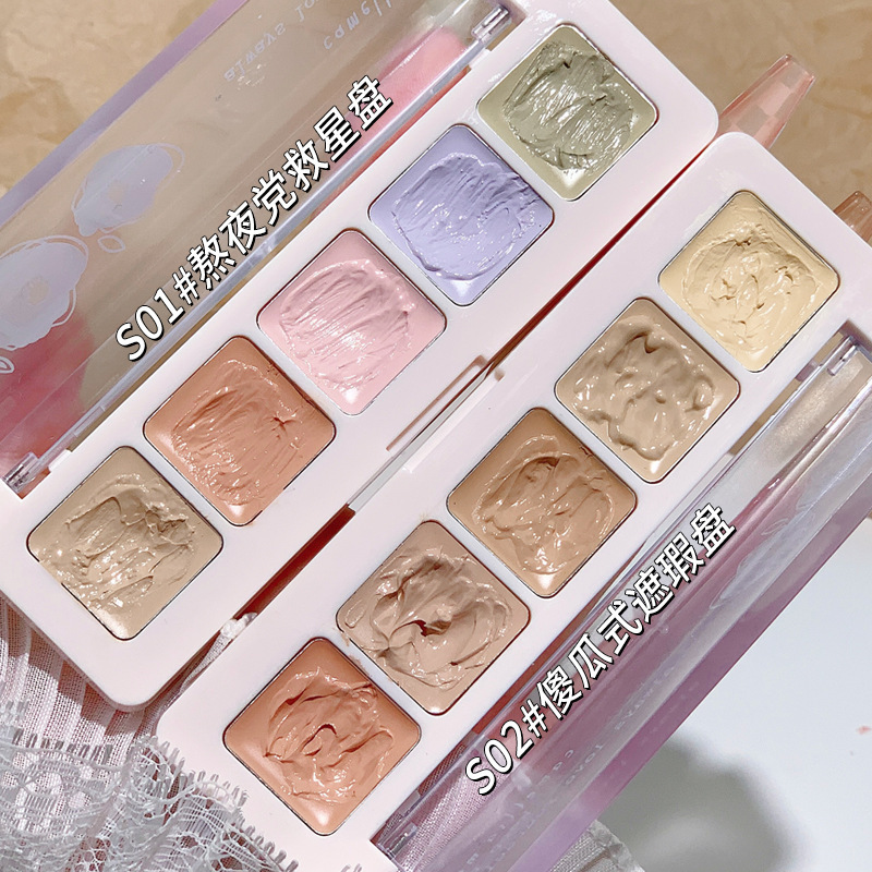 Xixi Cream Concealer, Acne Marks, Dark Circles, Tear Troughs, Apply Makeup, Moisturizing, Natural Five Color Novice Student Makeup