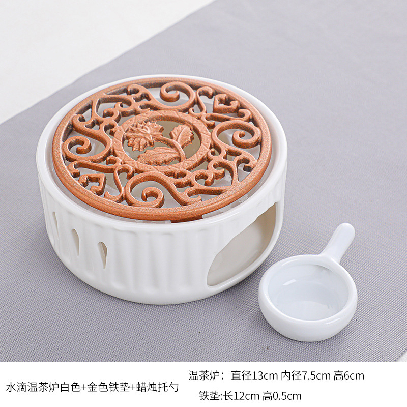 Té estufa vela restaurante Hotel hogar base de cerámica chino hueco aislamiento calefacción vidrio fruta flor tetera