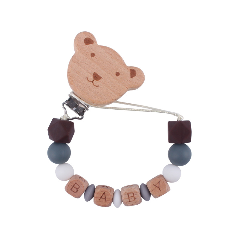 Bebé suministros dibujos animados animal haya chupete clip creativo bebé DIY nombre mordedura pegamento molar chupete cadena