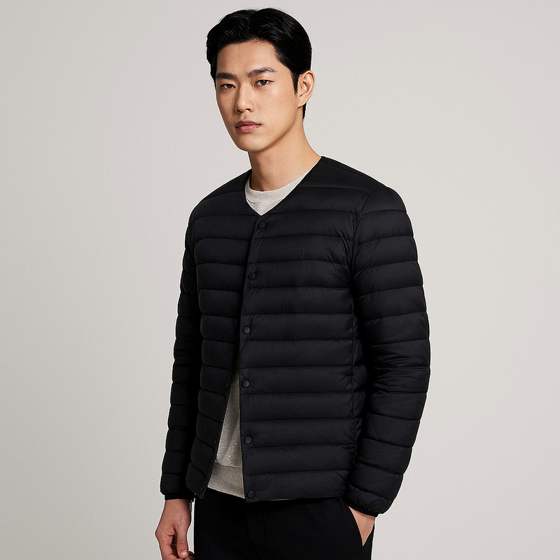 Pinghu Chi New Men's 90 Velvet Solid Color New Men's V-neck Crewneck Down Liner Down Jacket plus size Jacket Pinghu Chi New Men's 90 Velvet Solid Color New Men's V-neck Crewneck Down Liner Down Jacket plus size Jacket