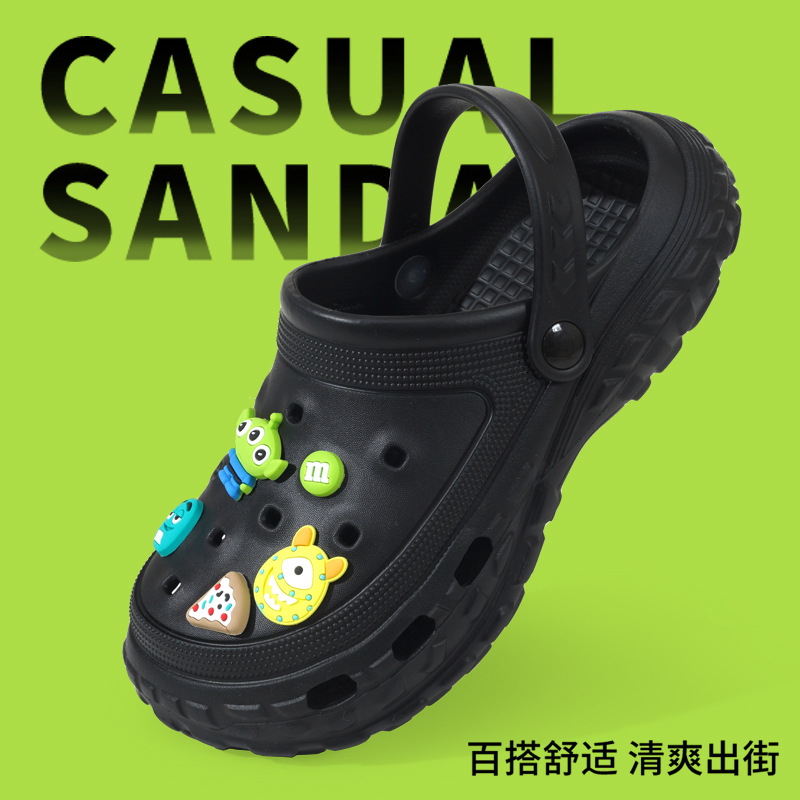 Sandalias de hombre casual de moda de gran tamaño transfronterizo, zapatos de estilo de pareja con agujeros, zapatos de playa de color sólido, sandalias Baotou