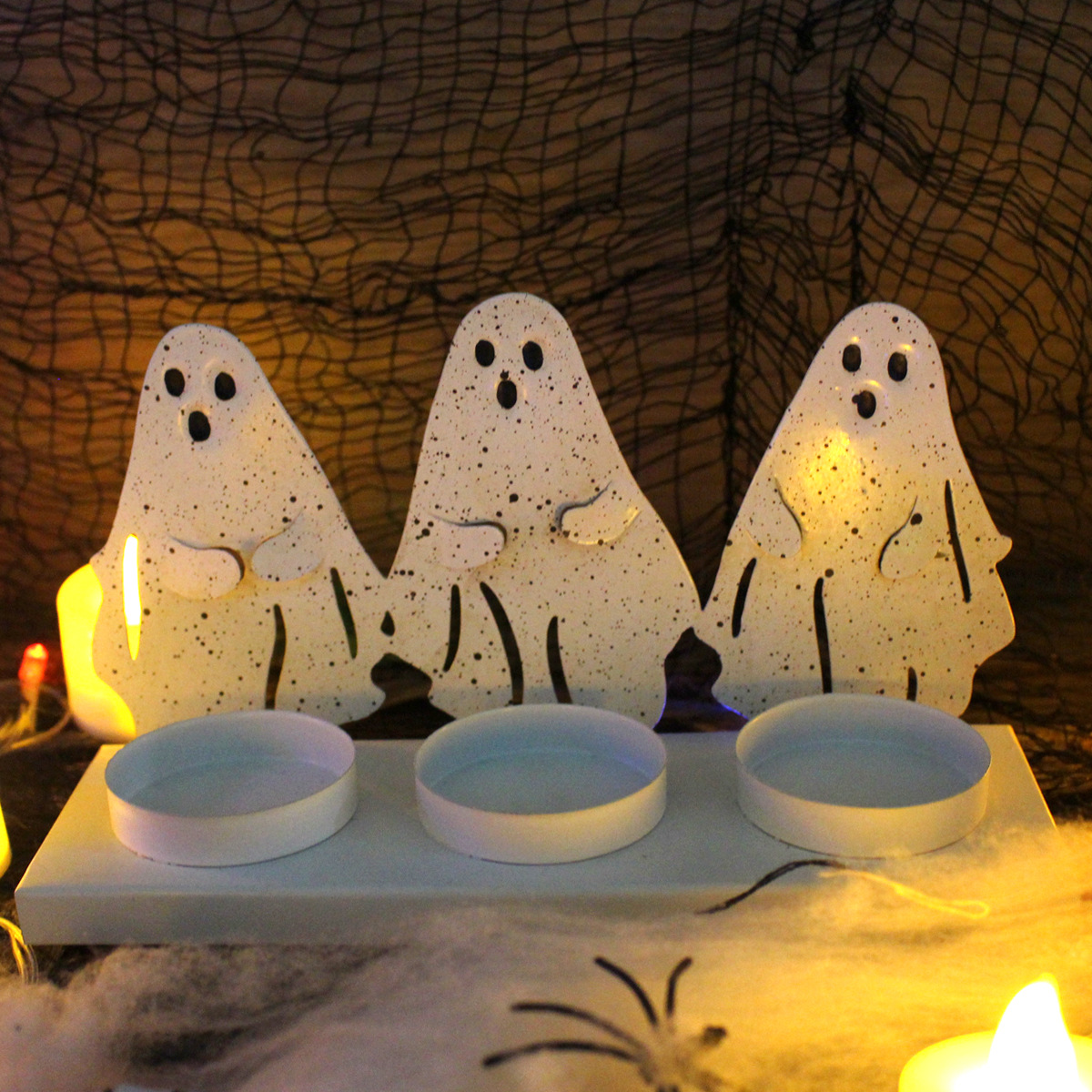  dedicated to ghost candlestick iron ornaments Halloween decorations ghost festival atmosphere candlestick home desktop ornaments