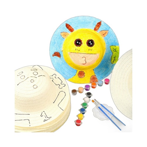 DIY Grass Hat Painting Hat for Children Kindergarten Drawing Coloring Hand-painted Scribble Coloring Creative Street Stall