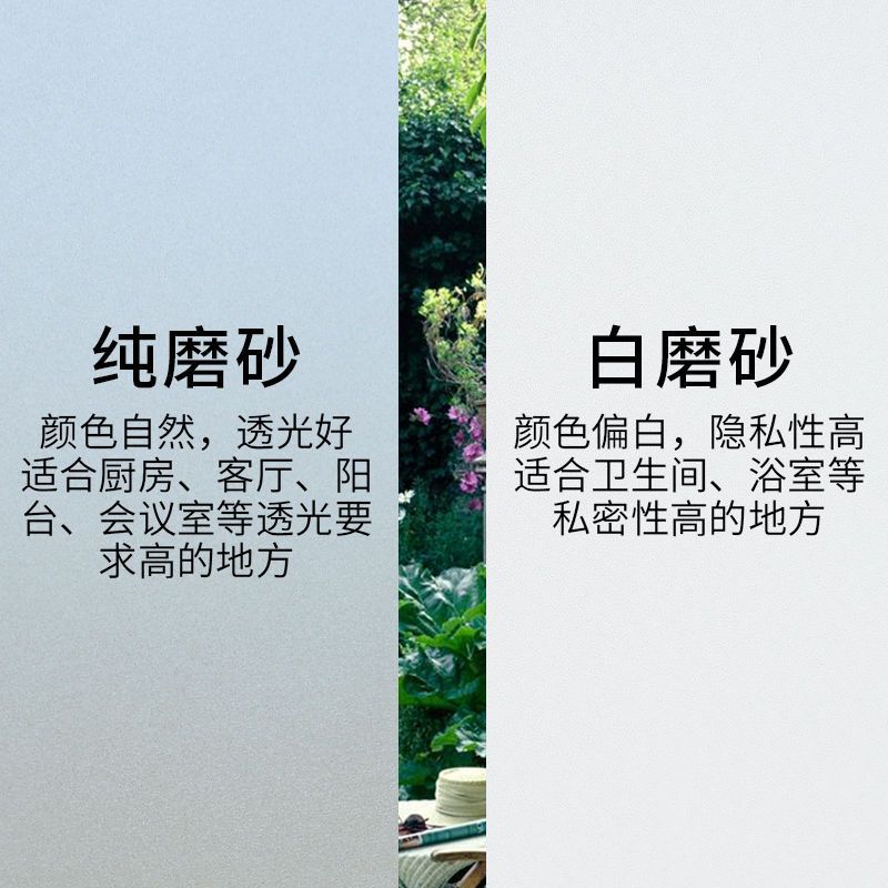 磨砂自粘玻璃贴纸透光不透明办公室浴室窗户贴膜防偷窥防走光隐私