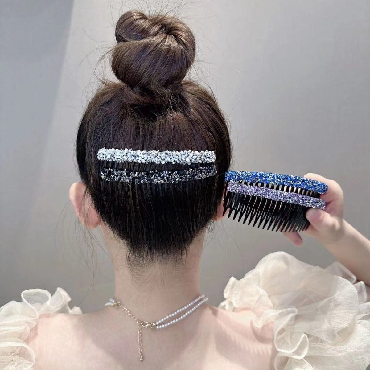 Nuevo Super Flash rhinestone peine 2023 frente Bangs pelo roto acabado artefacto Cabeza trasera Peine del pelo accesorios para el cabello al por mayor para las mujeres image 5