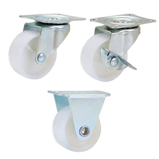 Factory Direct Sales 1.5-Inch Universal Wheel Caster 1 Inch 2inch 3inch Silent Furniture Wheel with Brake Wear-Resistant White Pp Wheel