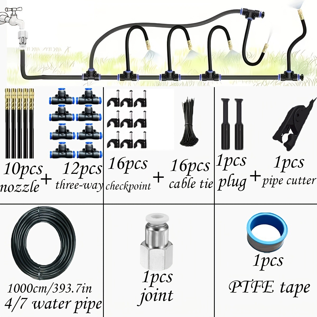 Cross-border Universal Atomization Kit For Irrigation, Cooling, And Humidification, Flower Watering Greenhouse Sprinkler_voghion.com
