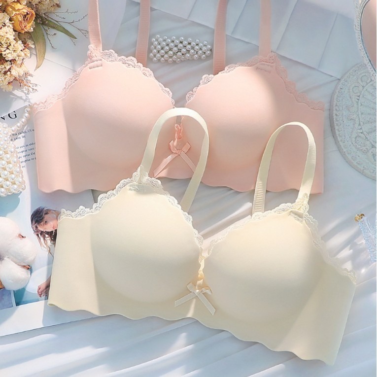 Lace Seamless Underwear for Women with Small Busts, Thin on Top and Thick on the Bottom, No Underwire, Gathers Side Breasts, Prevents Sagging, Breathable, Anti-Sagging